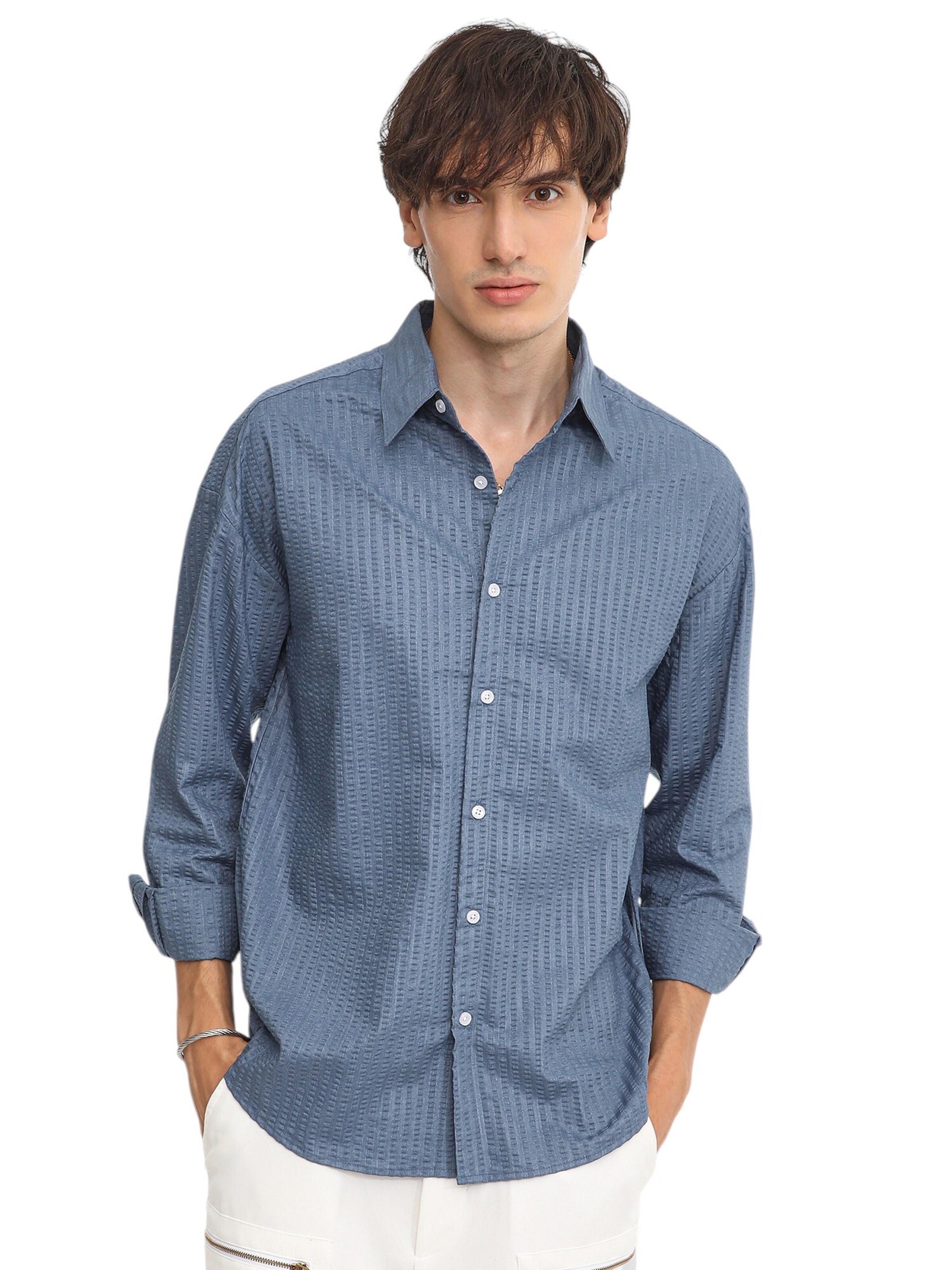 Campus Sutra Regular fit Button Up Shirt 'Tetty' in Blue: front