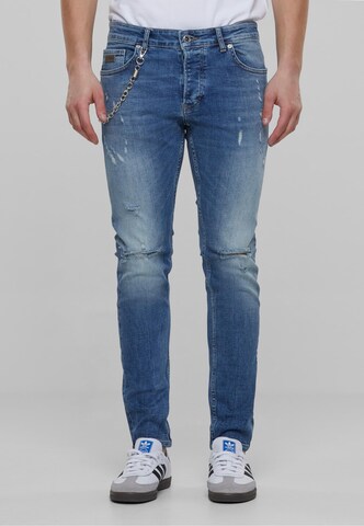 2Y Premium Tapered Jeans in Blue: front