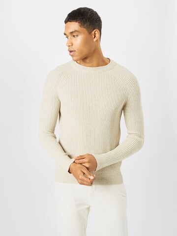 Coupe regular Pull-over 'FISHERMAN' BURTON MENSWEAR LONDON en beige : devant