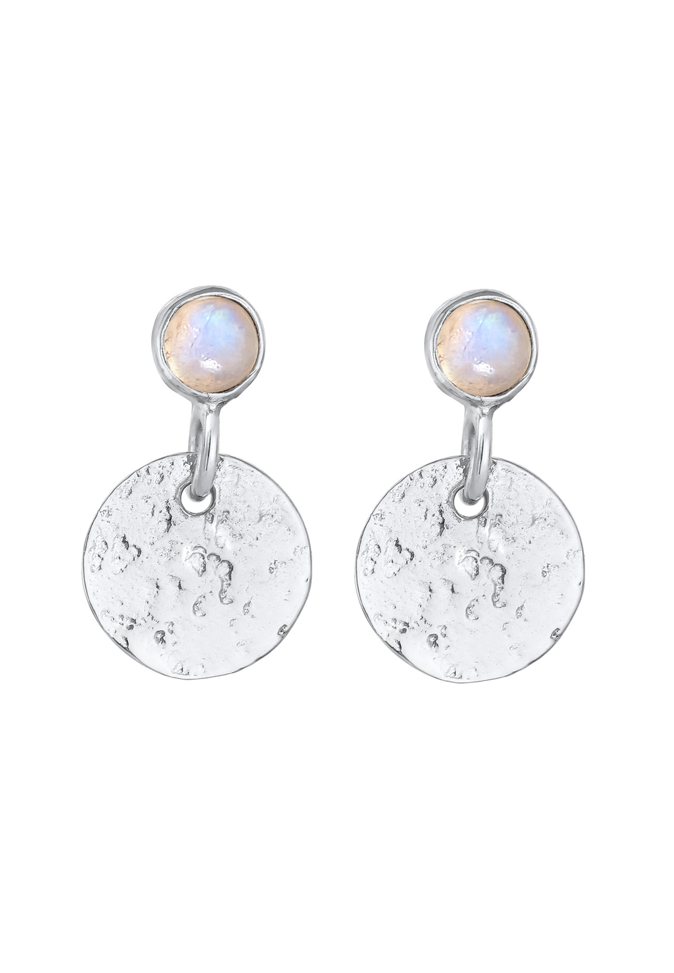 Boucles d'oreilles 'Organic Plättchen' ELLI PREMIUM en argent : devant