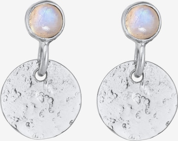 ELLI PREMIUM Earrings 'Organic Plättchen' in Silver: front