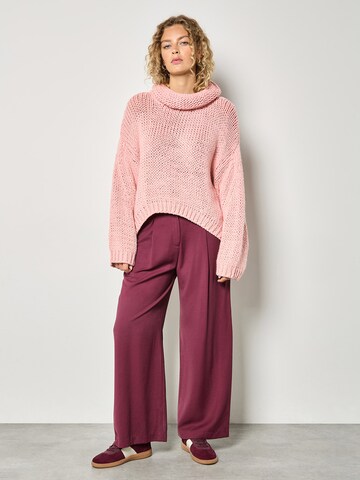 Apricot Chunky Knit Roll Neck Oversized Jumper ' ' in Pink