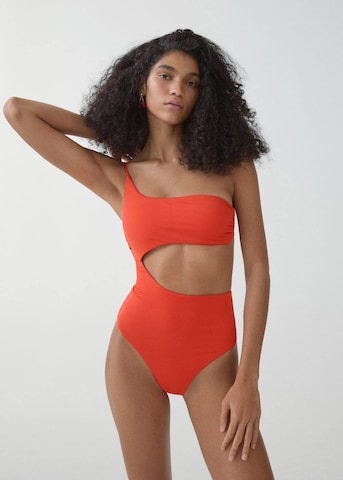 MANGO Bandeau Swimsuit 'Ceres' in Red: front