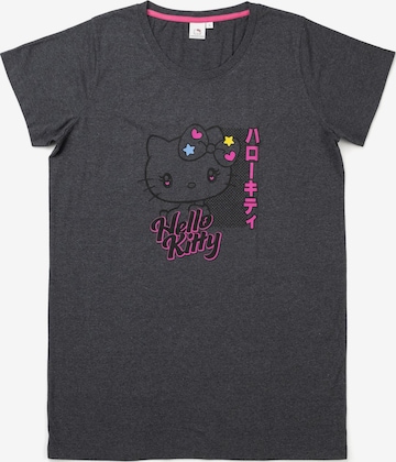 HELLO KITTY Nachthemd 'Hello Kittie - Japanisch / Katakana' in Grau: Vorderseite