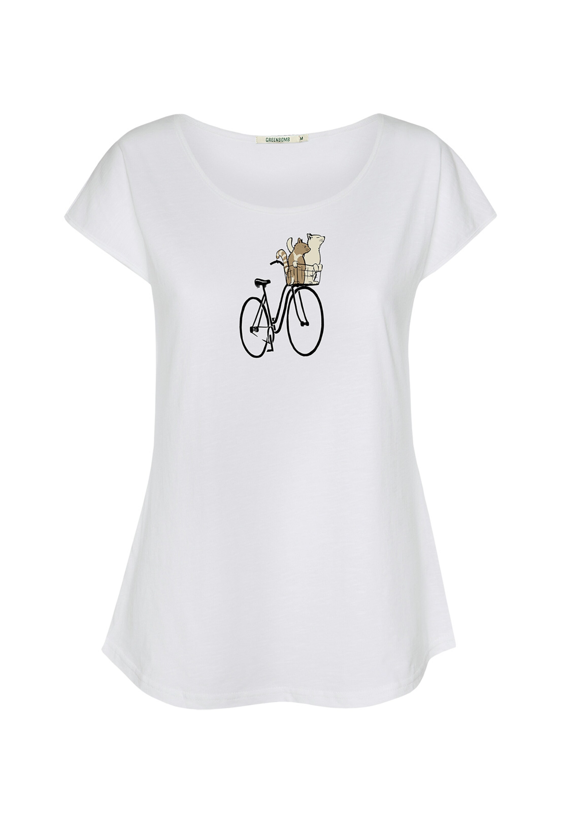 Maglietta 'Bike Cats Basket' GREENBOMB di colore beige / nero / bianco, Visualizzazione prodotti