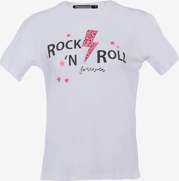 T-shirt 'RocknRoll' FRESHLIONS en blanc : devant