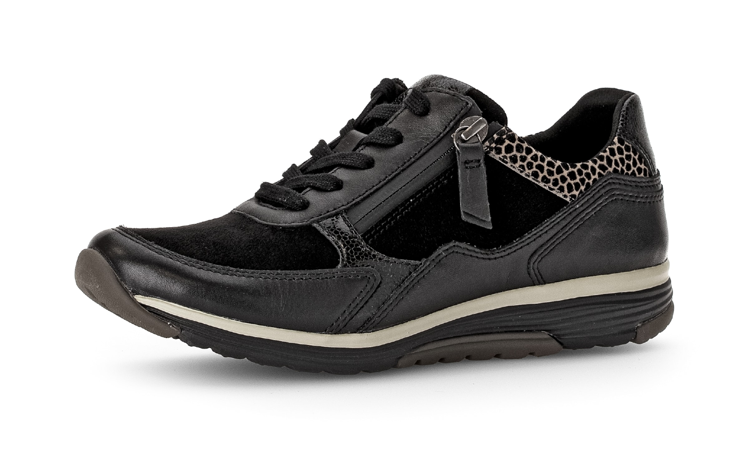 Gabor Rollingsoft Lace-Up Shoes in Black: front