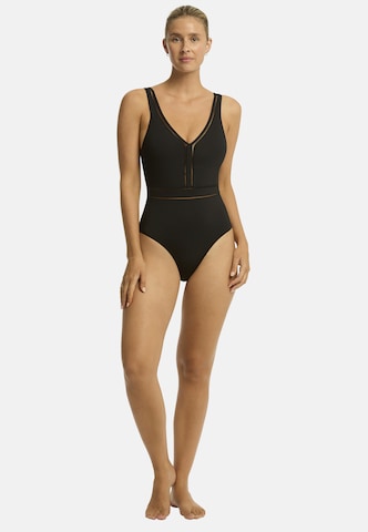 SEA LEVEL Triangel Badeanzug 'Essentials Spliced' in Schwarz