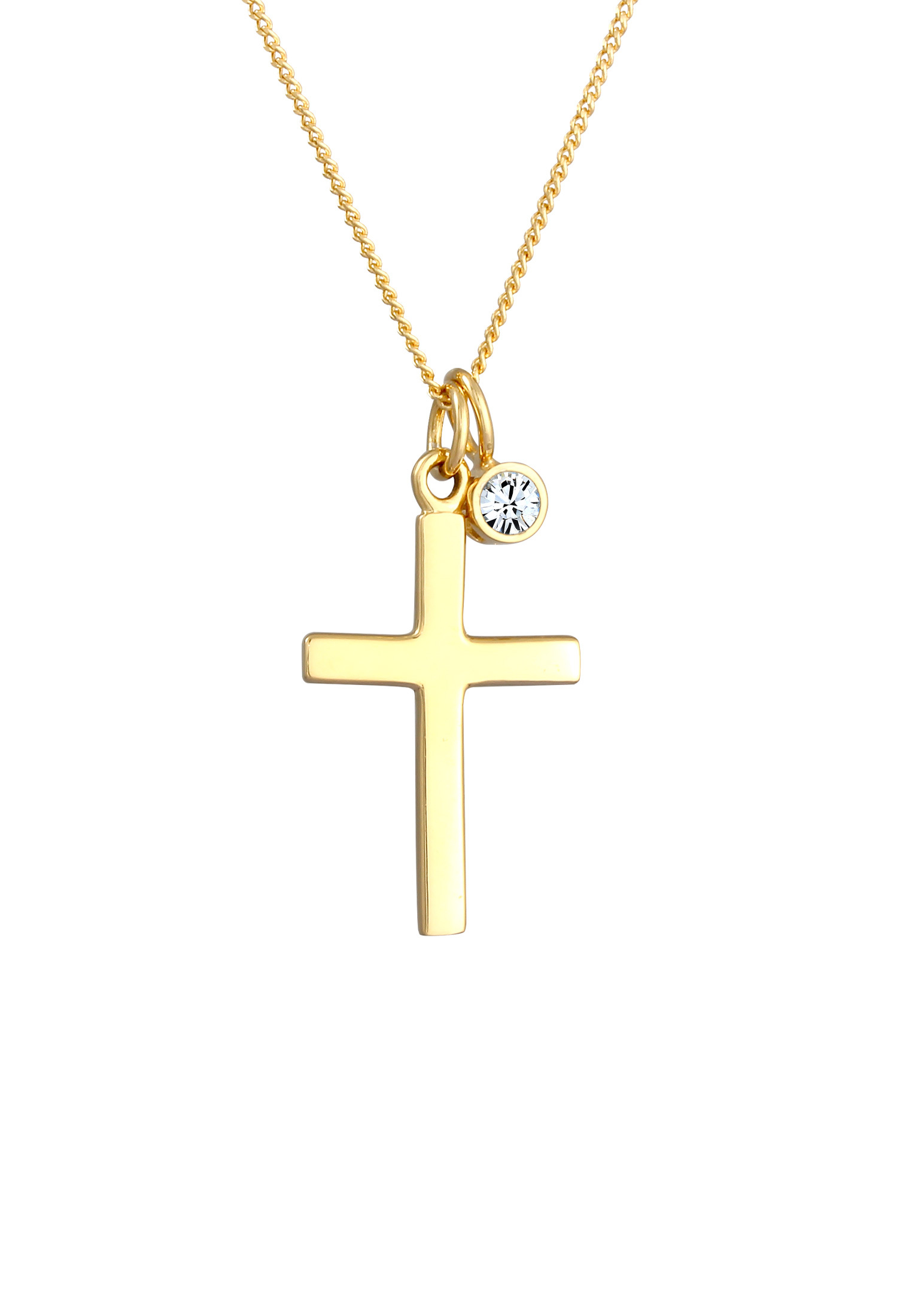 ELLI Halskette Kreuz, Kristall in Gold 