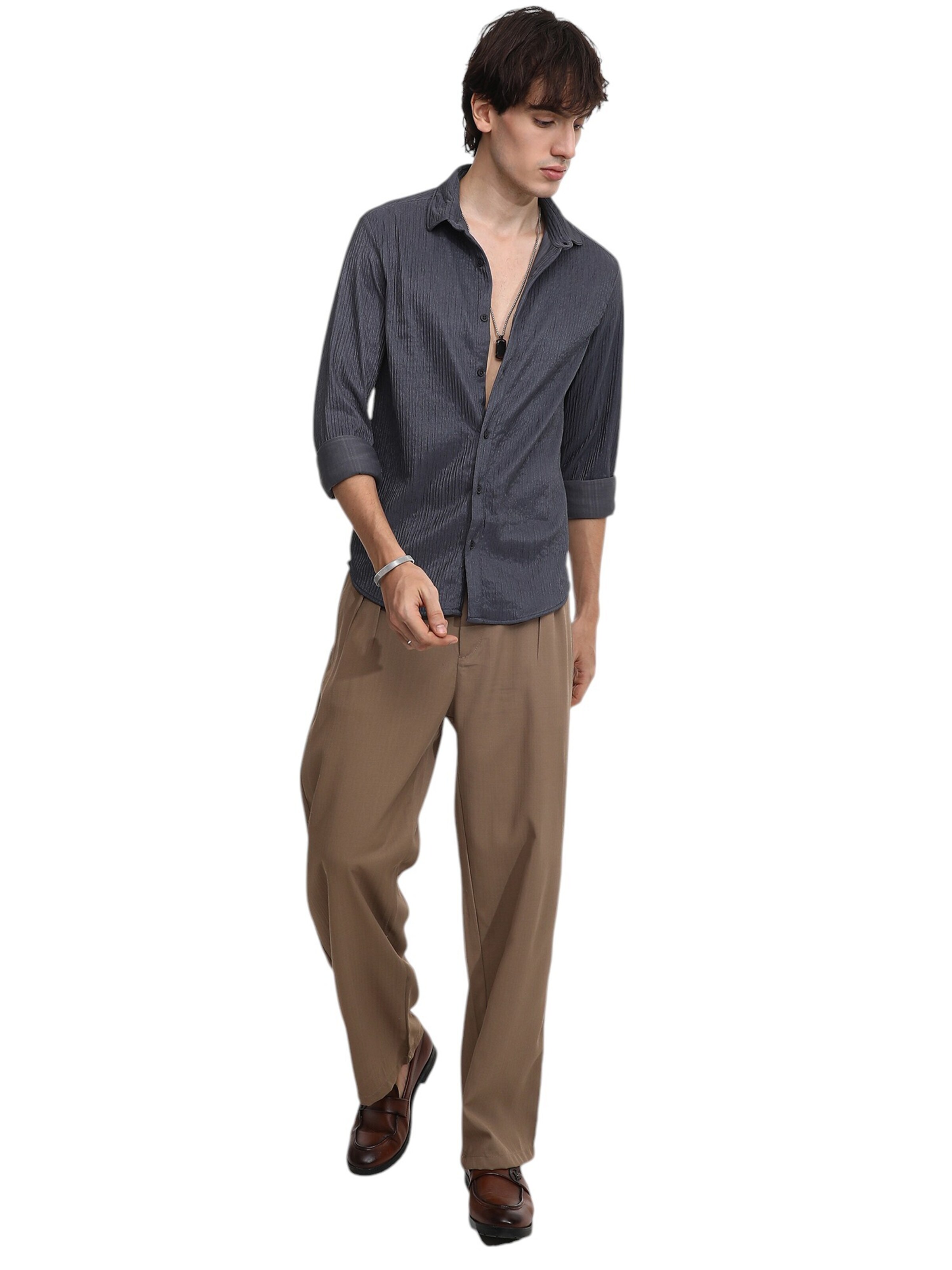 Campus Sutra Klasický střih Košile – šedá