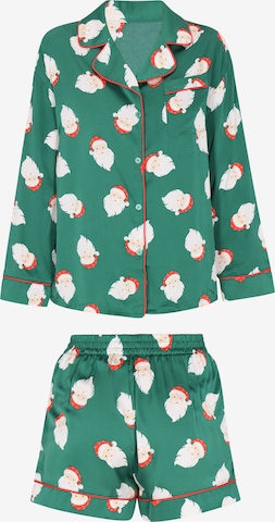 swirly Pyjamashortsit 'Cosy' värissä vihreä: etupuoli