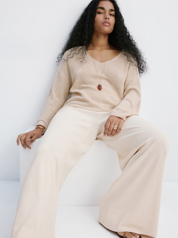 MANGO Wide leg Broek 'VELLA' in Beige