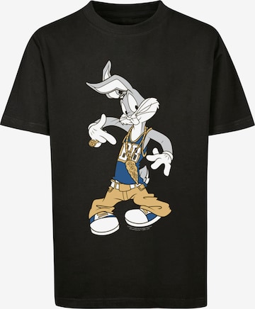 F4NT4STIC T-Shirt 'Looney Tunes Bugs Bunny Rapper Trickfilm Hase' in Schwarz: predná strana