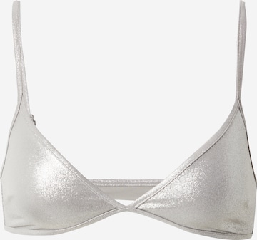 WEEKDAY T-shirt Bikini Top in Silver: front