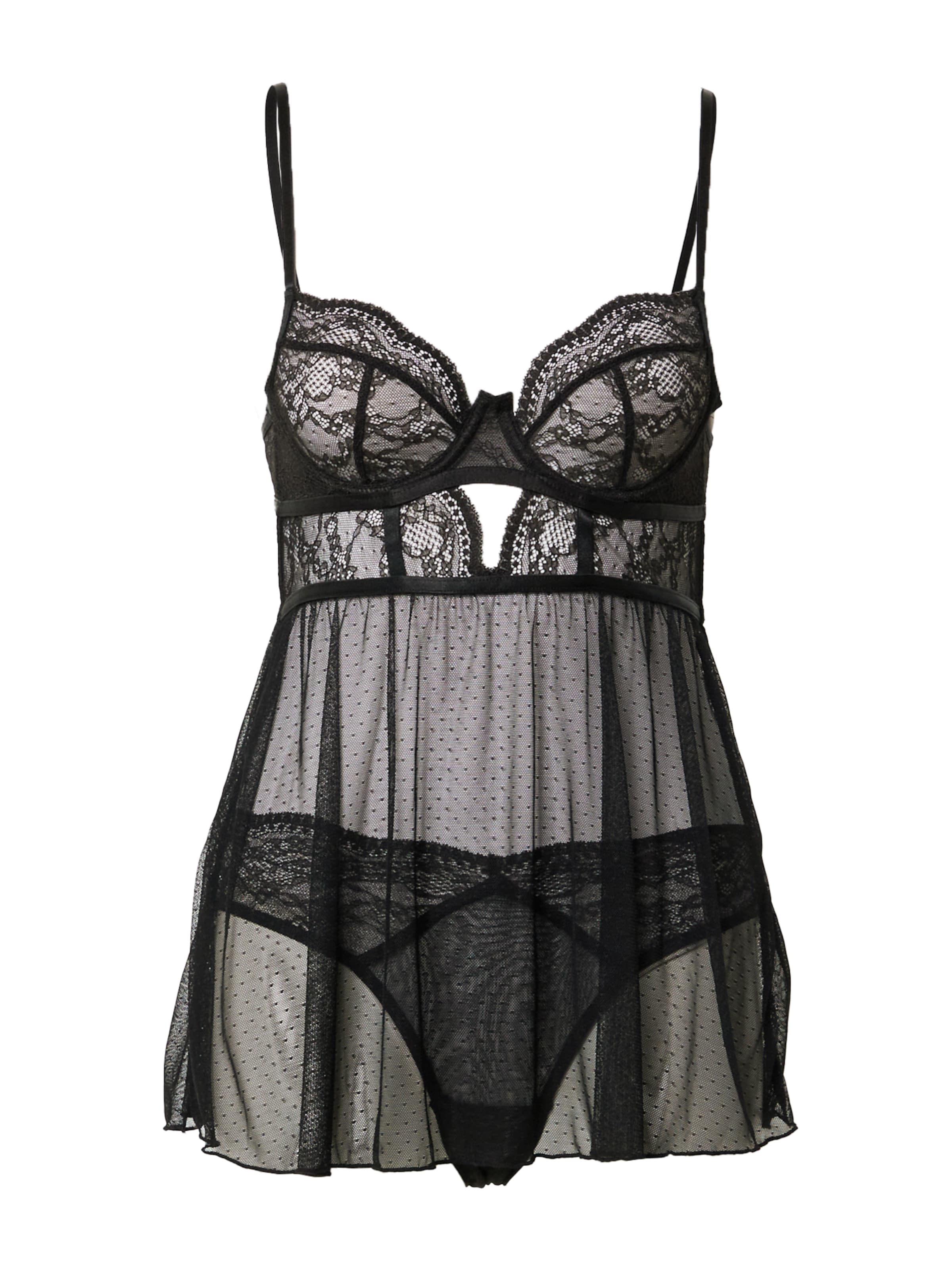 Hunkemöller Negligée 'Isabelle' in Schwarz: Vorderseite