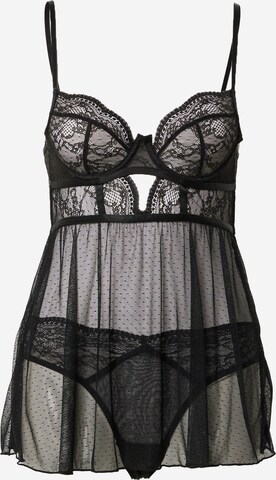 Hunkemöller Negligee 'Isabelle' in Black: front