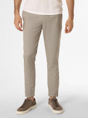 Finshley & Harding Loose fit Pleat-Front Pants ' Riley ' in Grey: front