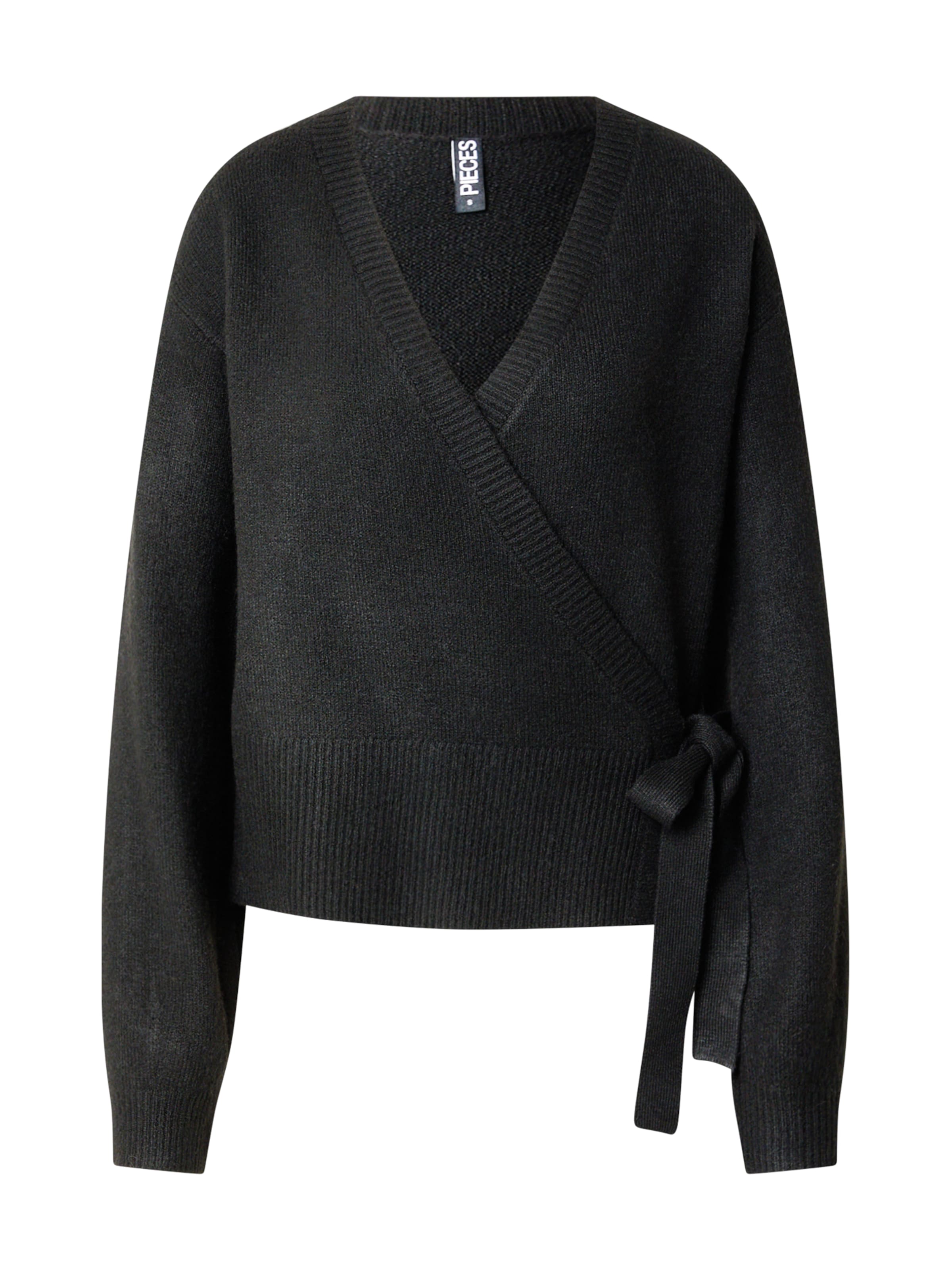 PIECES Knit Cardigan 'PCMALOU' in Black: front