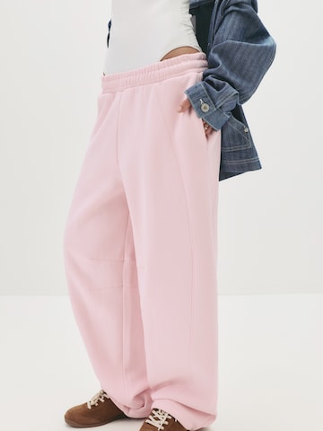 Pull&Bear Široke hlačnice Hlače | roza barva: sprednja stran