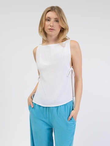 BROKE + SCHÖN Top 'Top zum Binden aus Leinen-Mix' in White: front