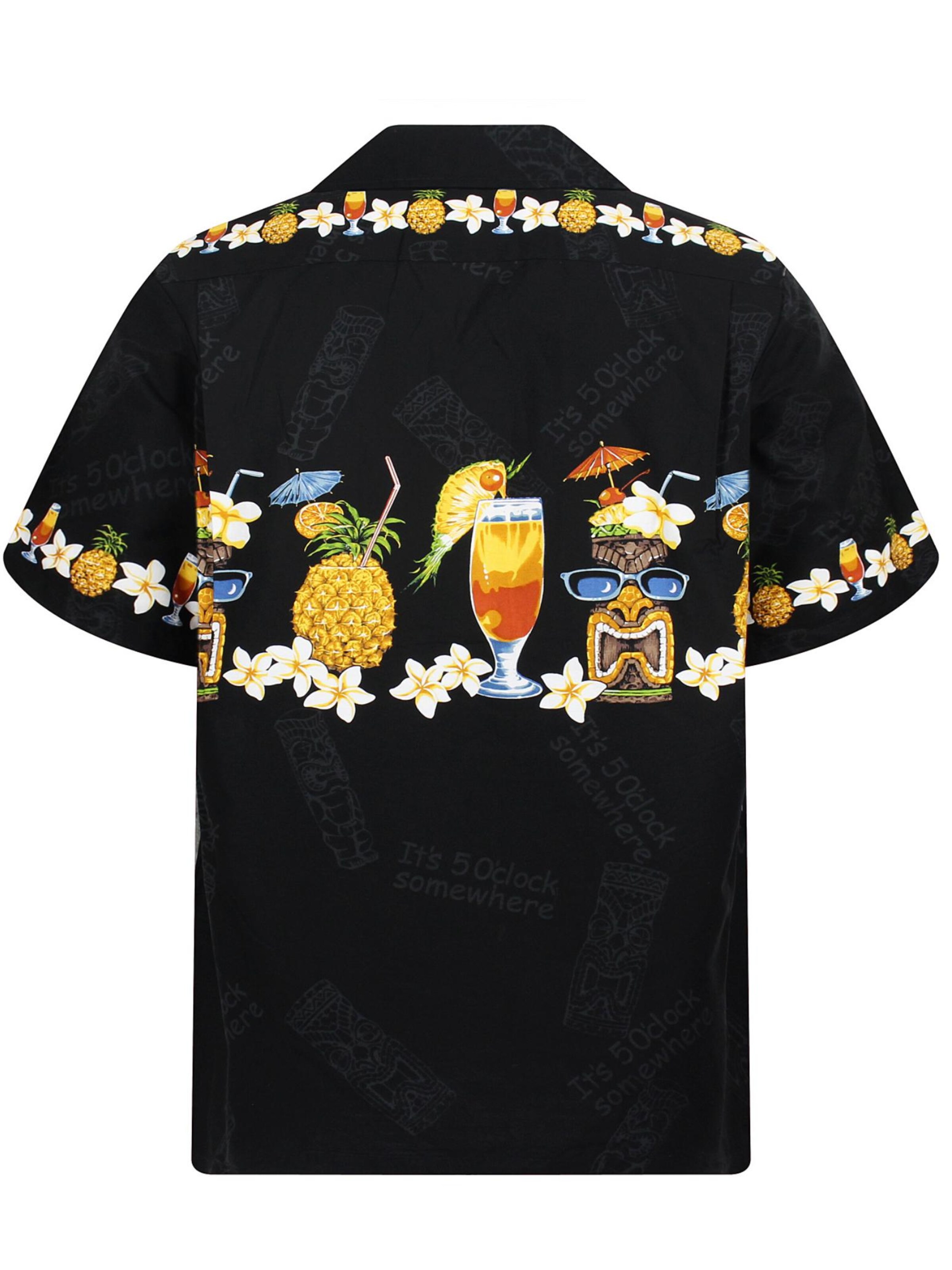Pacific Legend Regular Fit Hemd 'Cocktail Ananas' in Schwarz