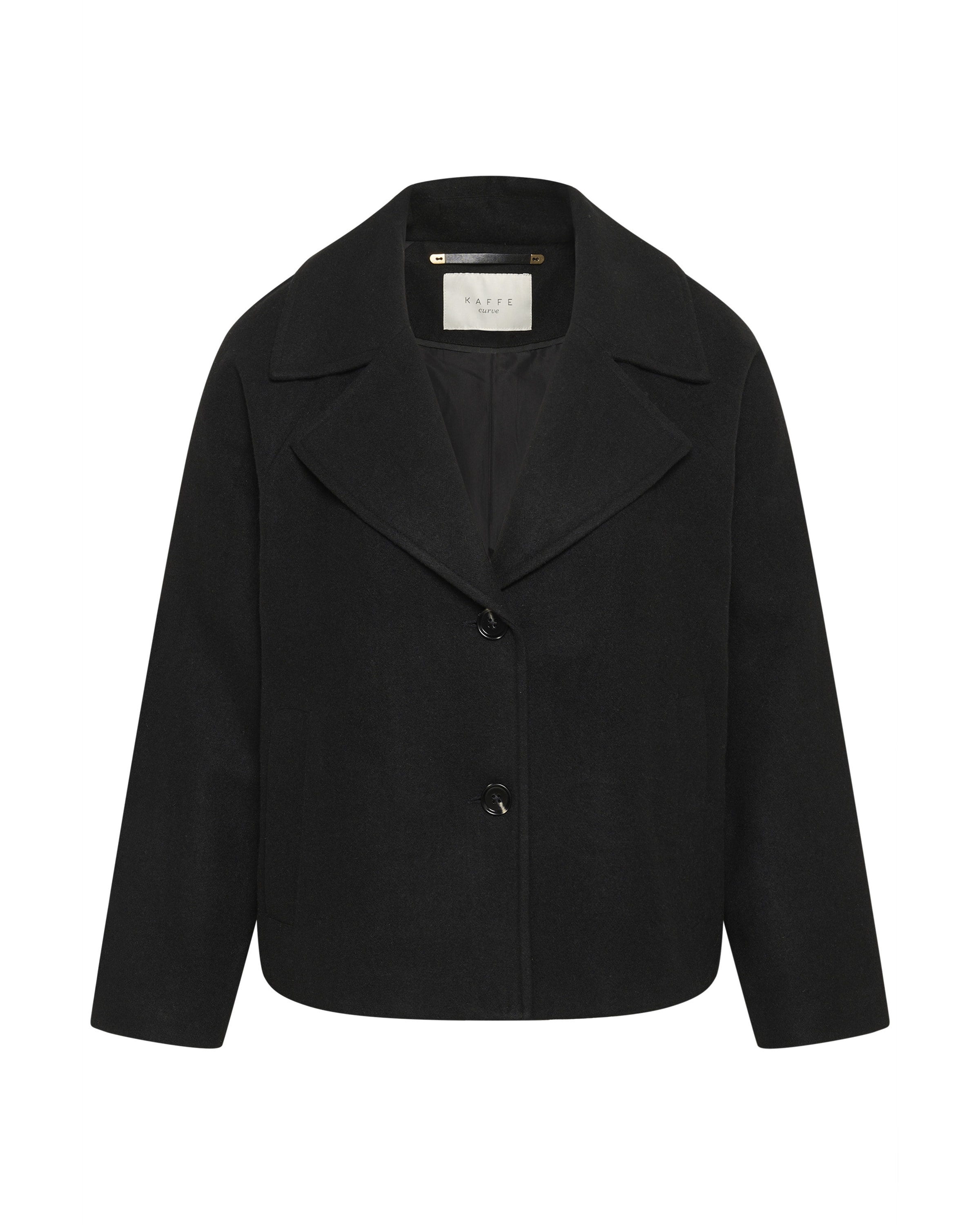 KAFFE CURVE - Casaco meia-estação 'Nanny' em preto: frente