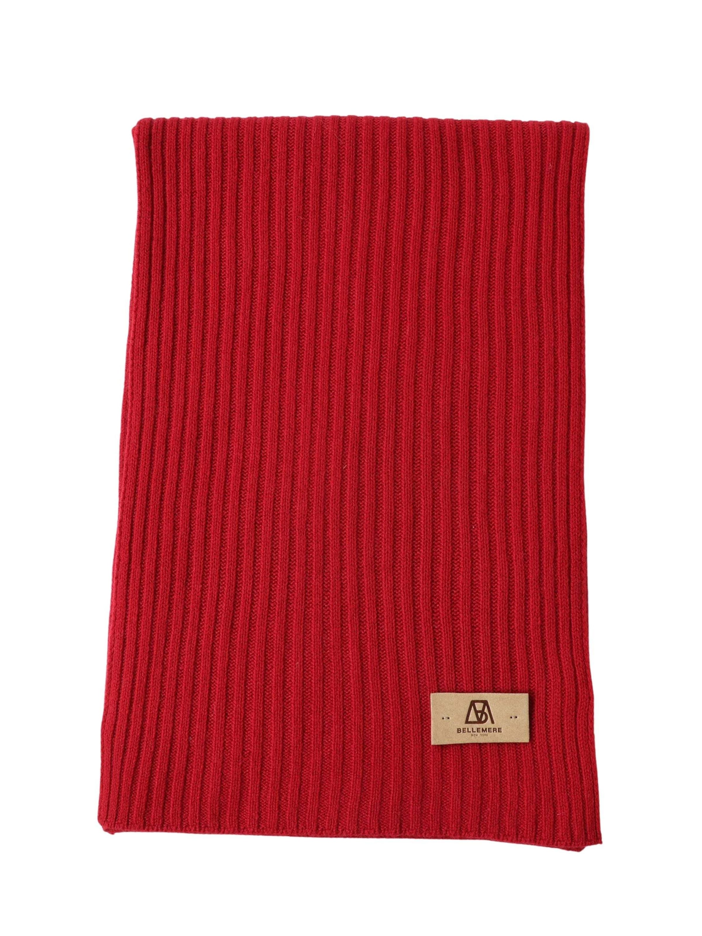 BELLEMERE NEW YORK Scarf 'Flat-Ribbed Knit Merino Wool Scarf' in Red: front