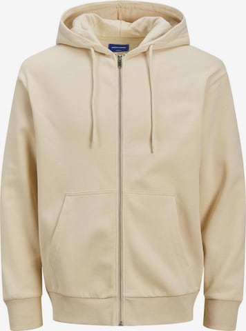 JACK & JONES Zip-Up Hoodie in Beige: front