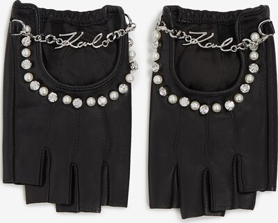 Karl Lagerfeld Kurzfingerhandschuhe in schwarz / silber / perlweiß, Produktansicht