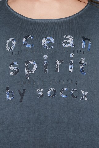 Soccx Oversized-Pullover mit Used-Optik und Artwork in Blau