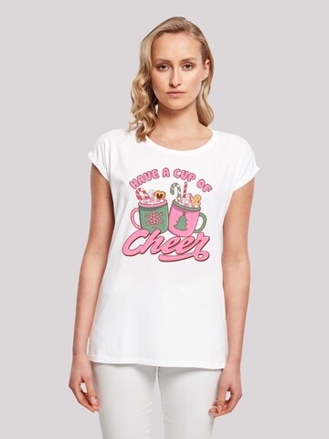 F4NT4STIC Shirt 'Have a Cup of Cheer Christmas Holiday' in Weiß: Vorderseite