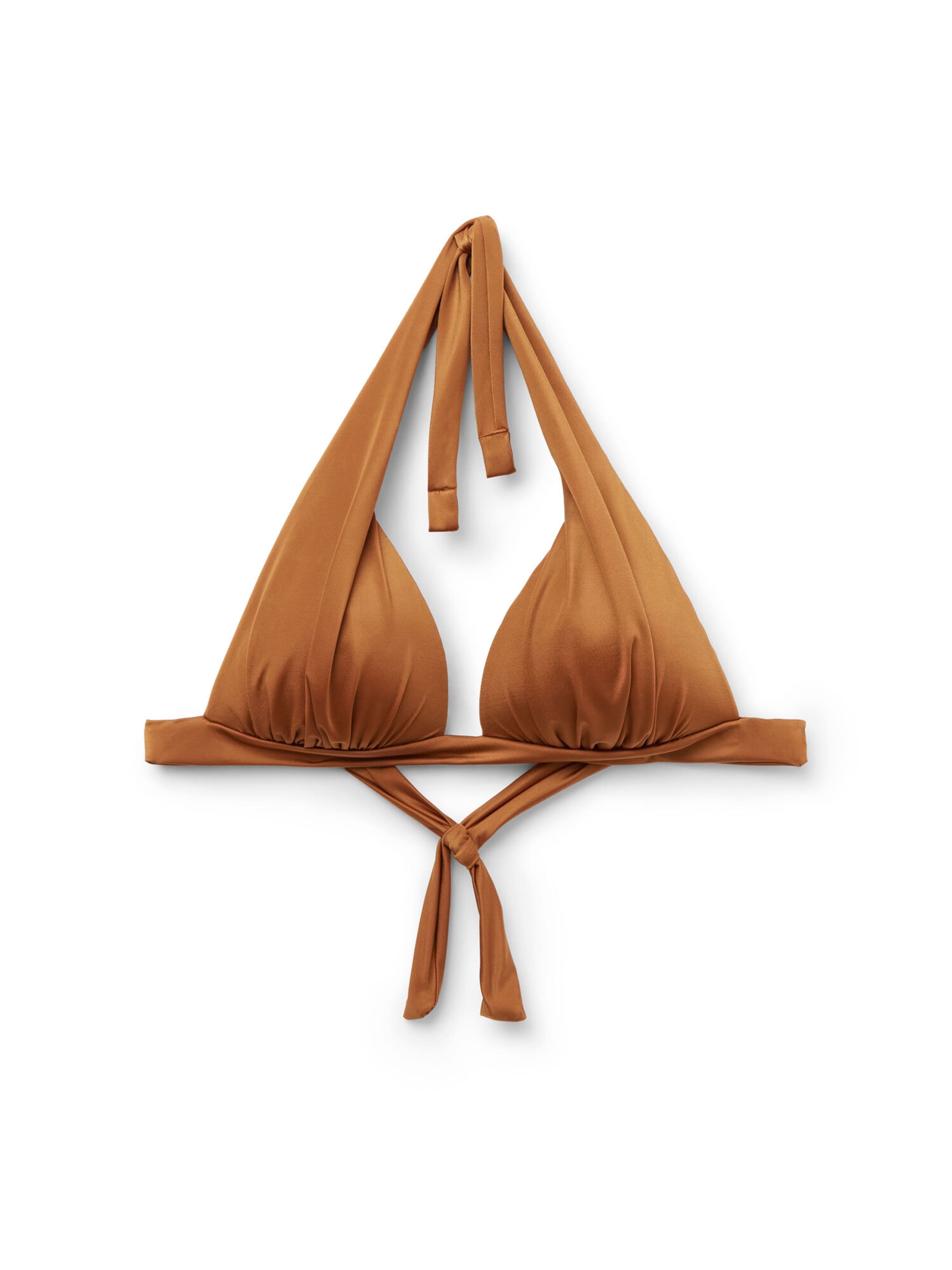 CALZEDONIA Bikini Top 'Shiny Satin' in Brown: front