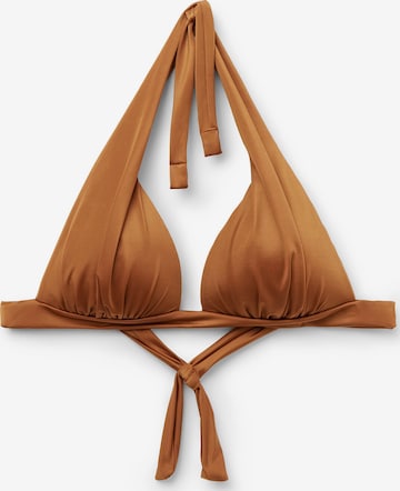 CALZEDONIA Bikini Top 'Shiny Satin' in Brown: front