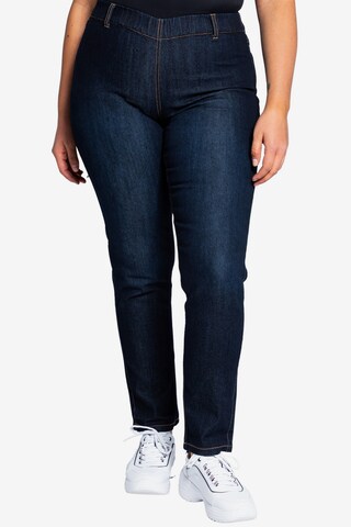 Ulla Popken Slimfit Jeggings 'Sienna' in Blauw: voorkant