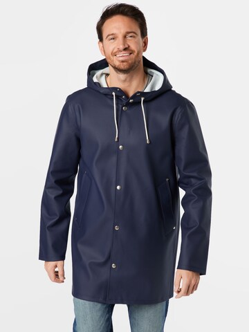 Stutterheim Between-seasons coat 'Stockholm' in Blue: front