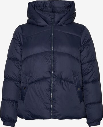 Vero Moda Curve Winterjas in Blauw: voorkant