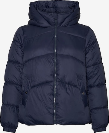 Vero Moda Curve Winterjas in Blauw: voorkant