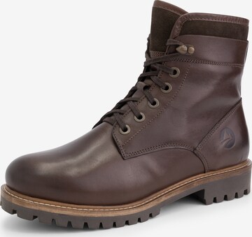 Travelin Lace-Up Boots 'Langesund' in Brown: front