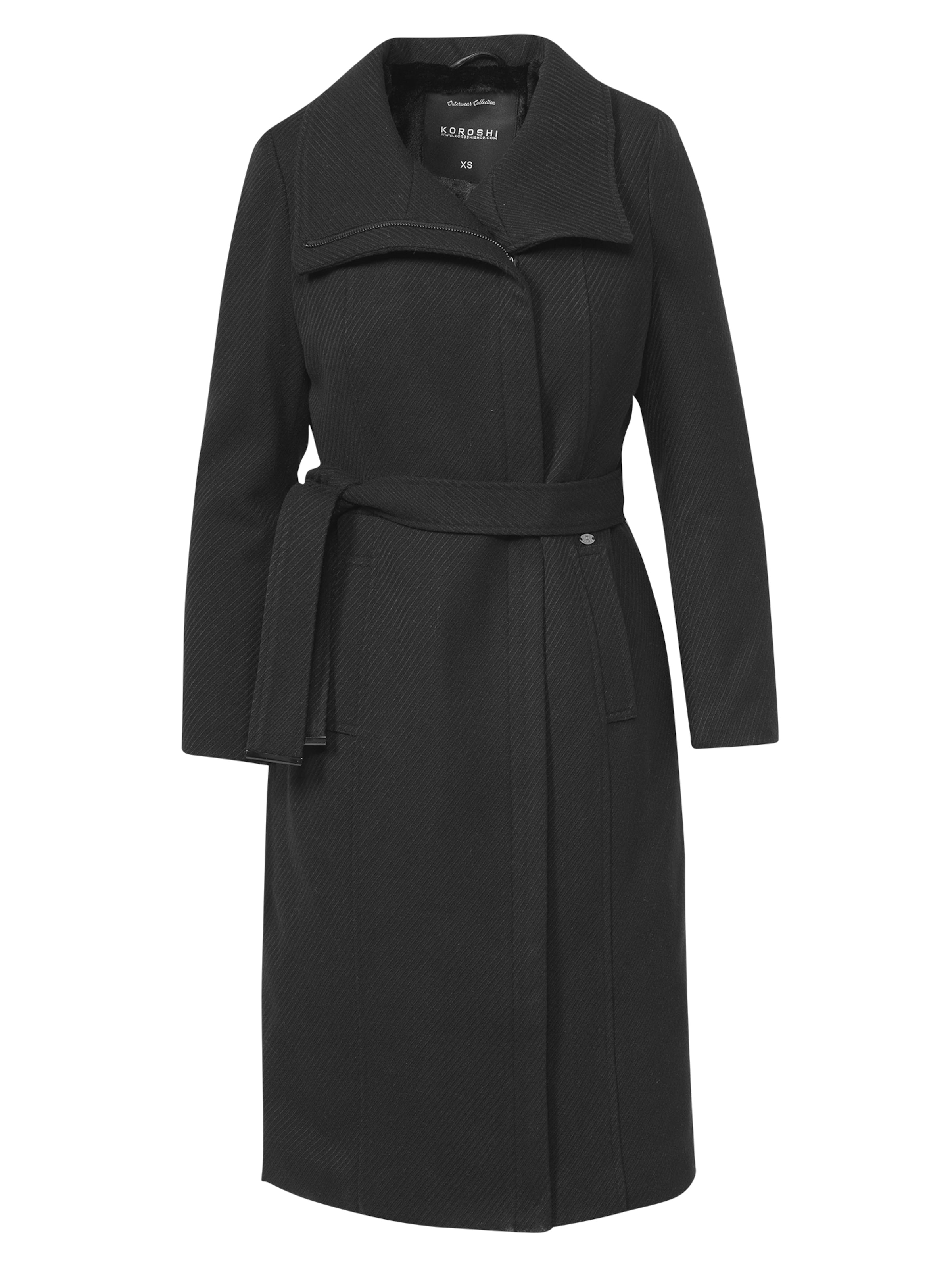 KOROSHI Kevad-sügismantel, värv must: eest vaates