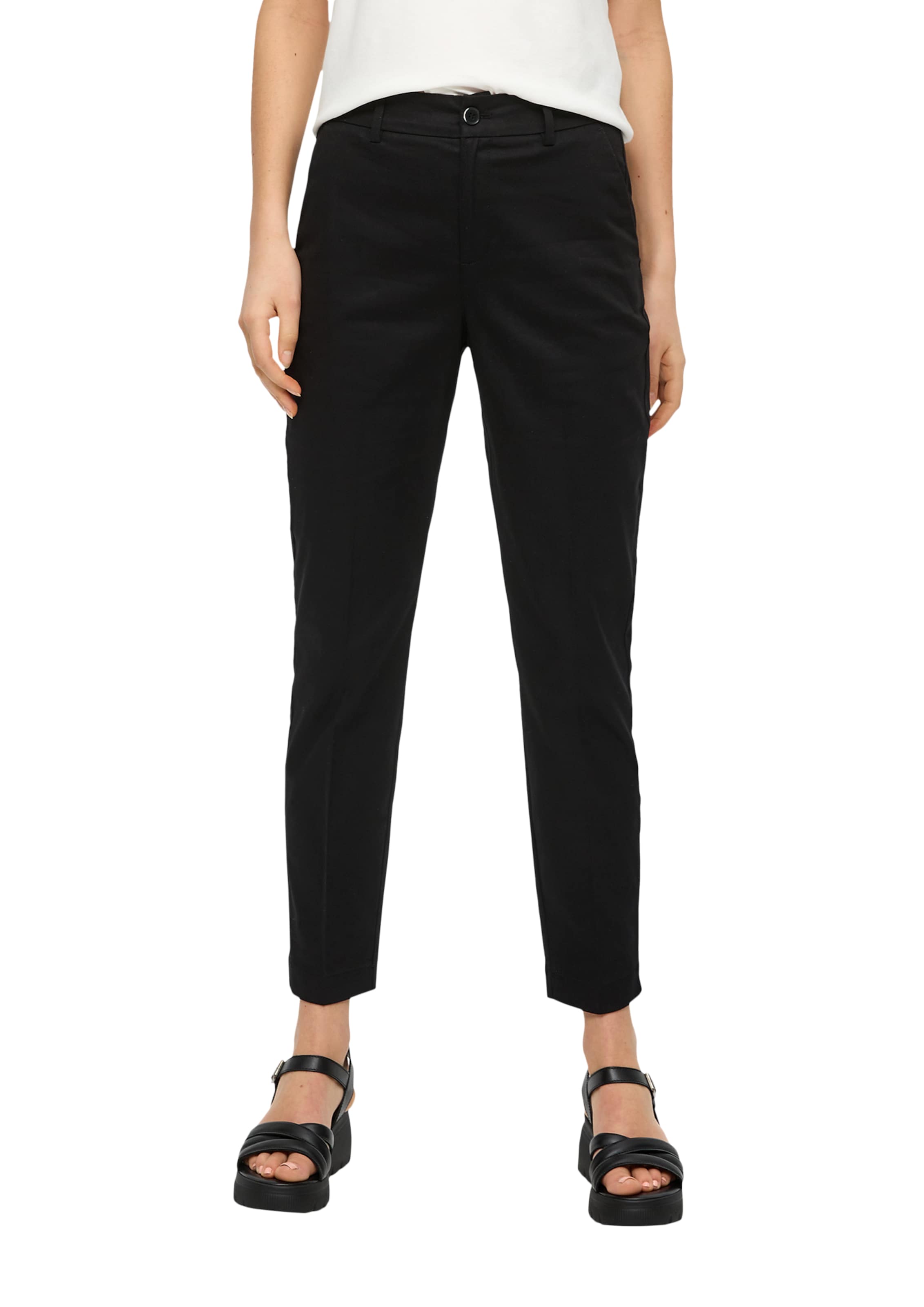 s.Oliver Slimfit Pantalon in Zwart: voorkant