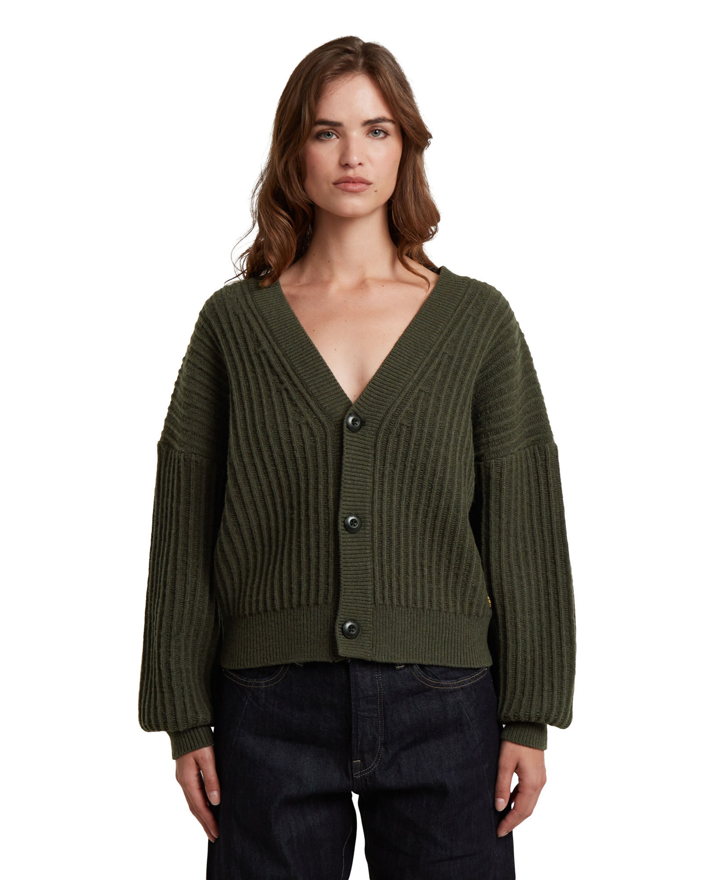 G-STAR Strickjacke 'Loose Cardigan' in Grün: Vorderseite