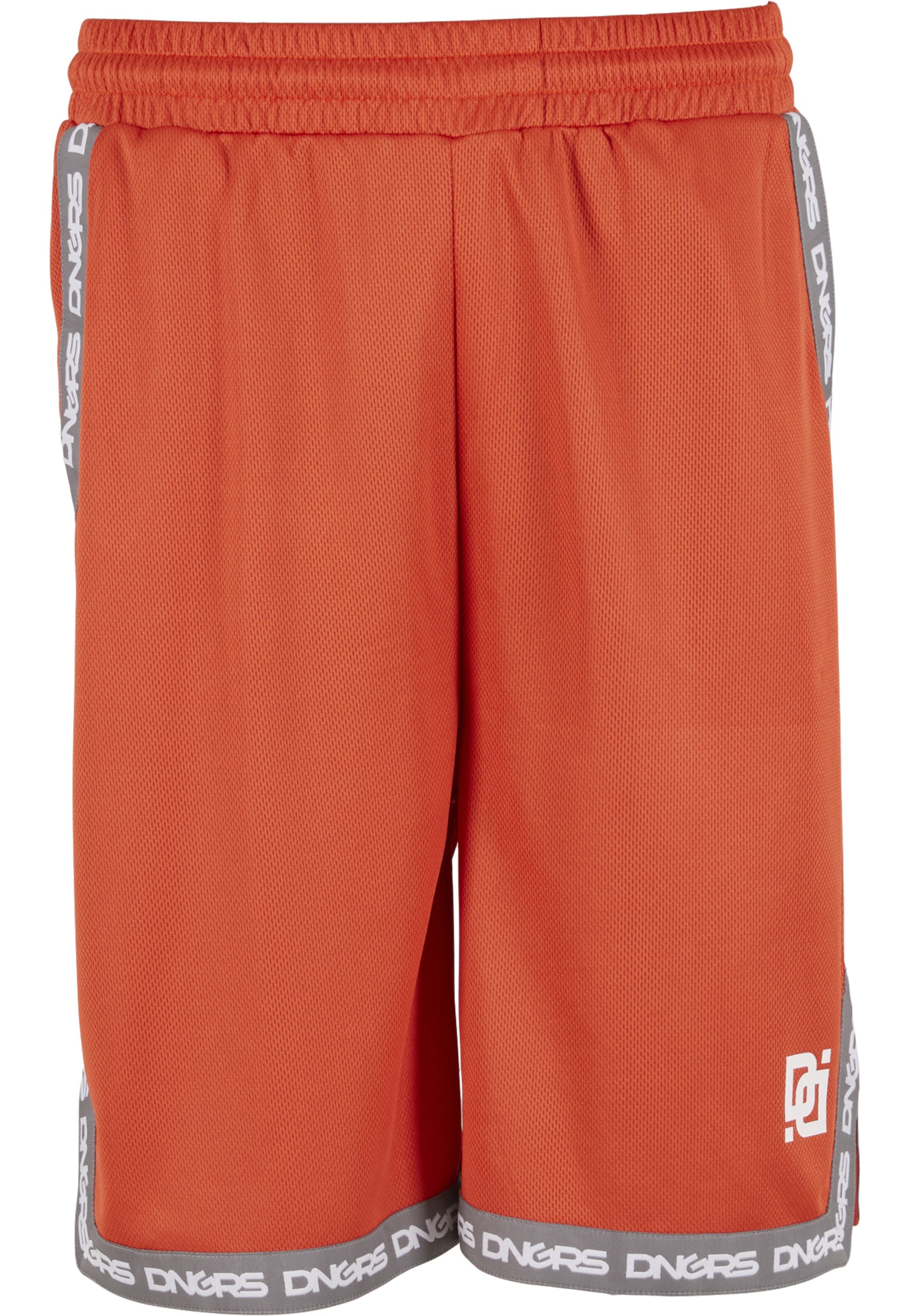 Dangerous DNGRS Calças 'Dunkin' em cinzento / vermelho-alaranjado / branco, Vista do artigo