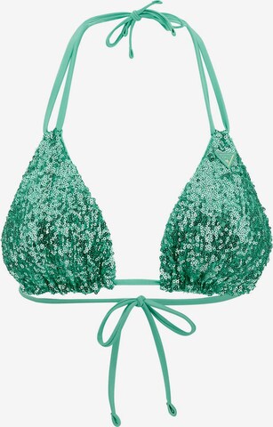 GUESS Triangle Bikini Top in Green: front