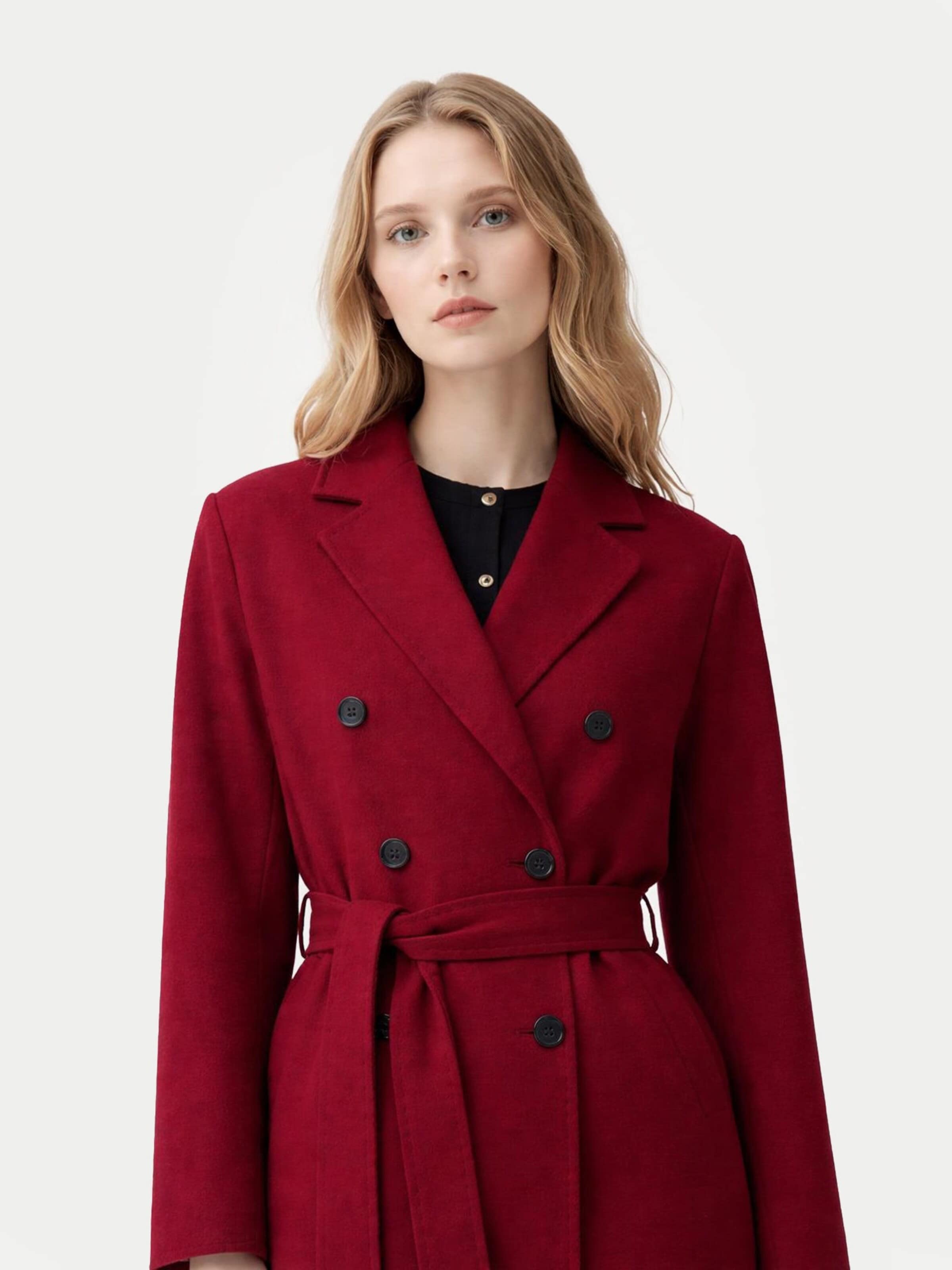 GOBI Cashmere - Abrigo de entretiempo 'Women’s Double-Breasted Cashmere Coat' en rojo