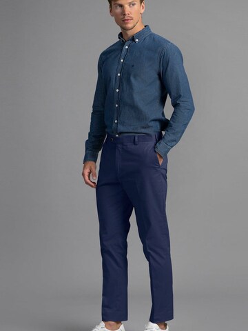 Laurent Vergne Slim fit Chino trousers 'Bruno Cotton Stretch Chino - Navy Blue' in Blue
