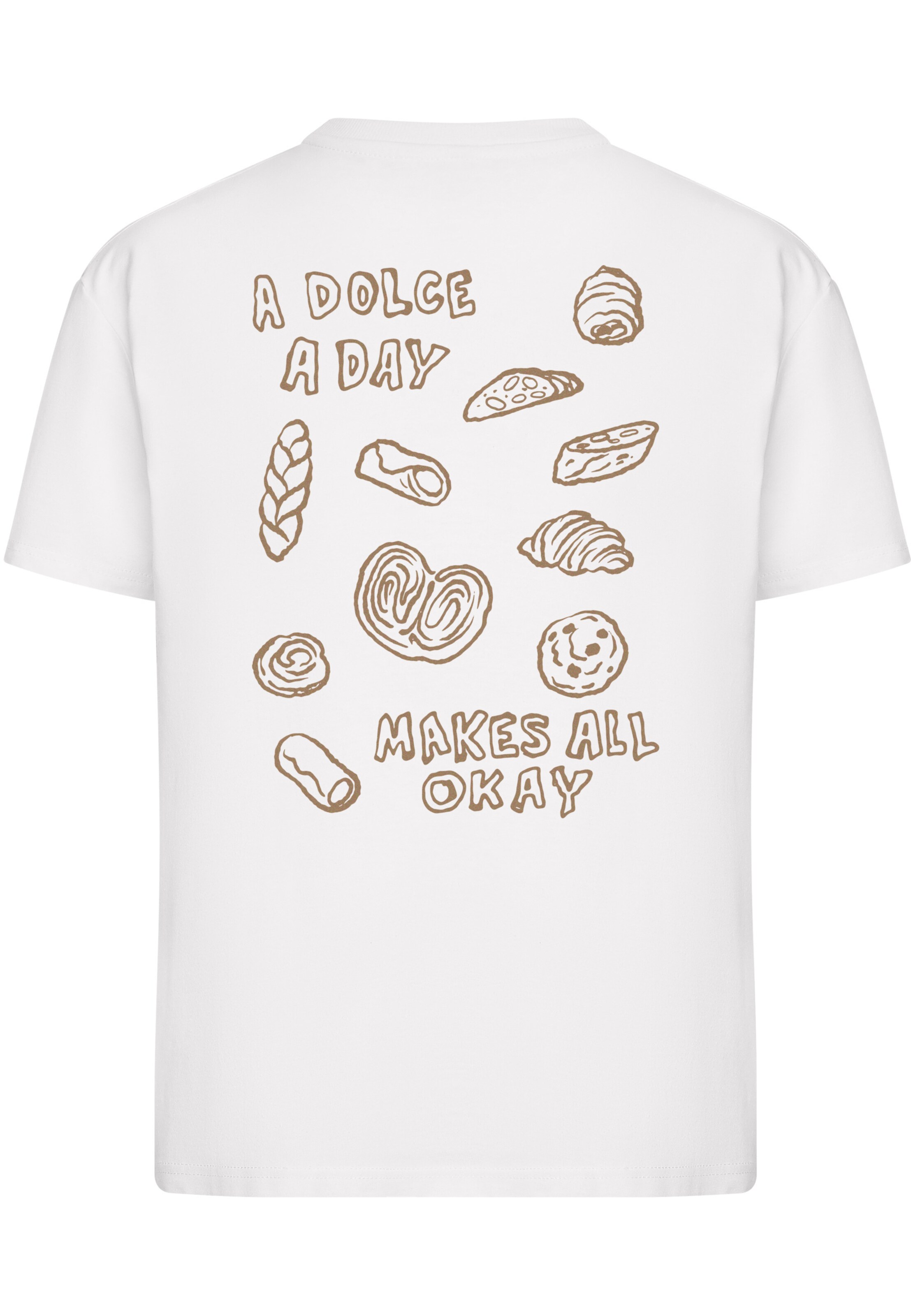 Miss Tee Shirt 'A Dolce A Day Makes All Okay' in Wit: voorkant