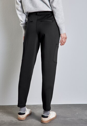 STREET ONE Slimfit Jersey Twill Cargo-Hose in Schwarz