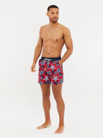 Shorts de bain 'Starfish' Threadbare en rouge