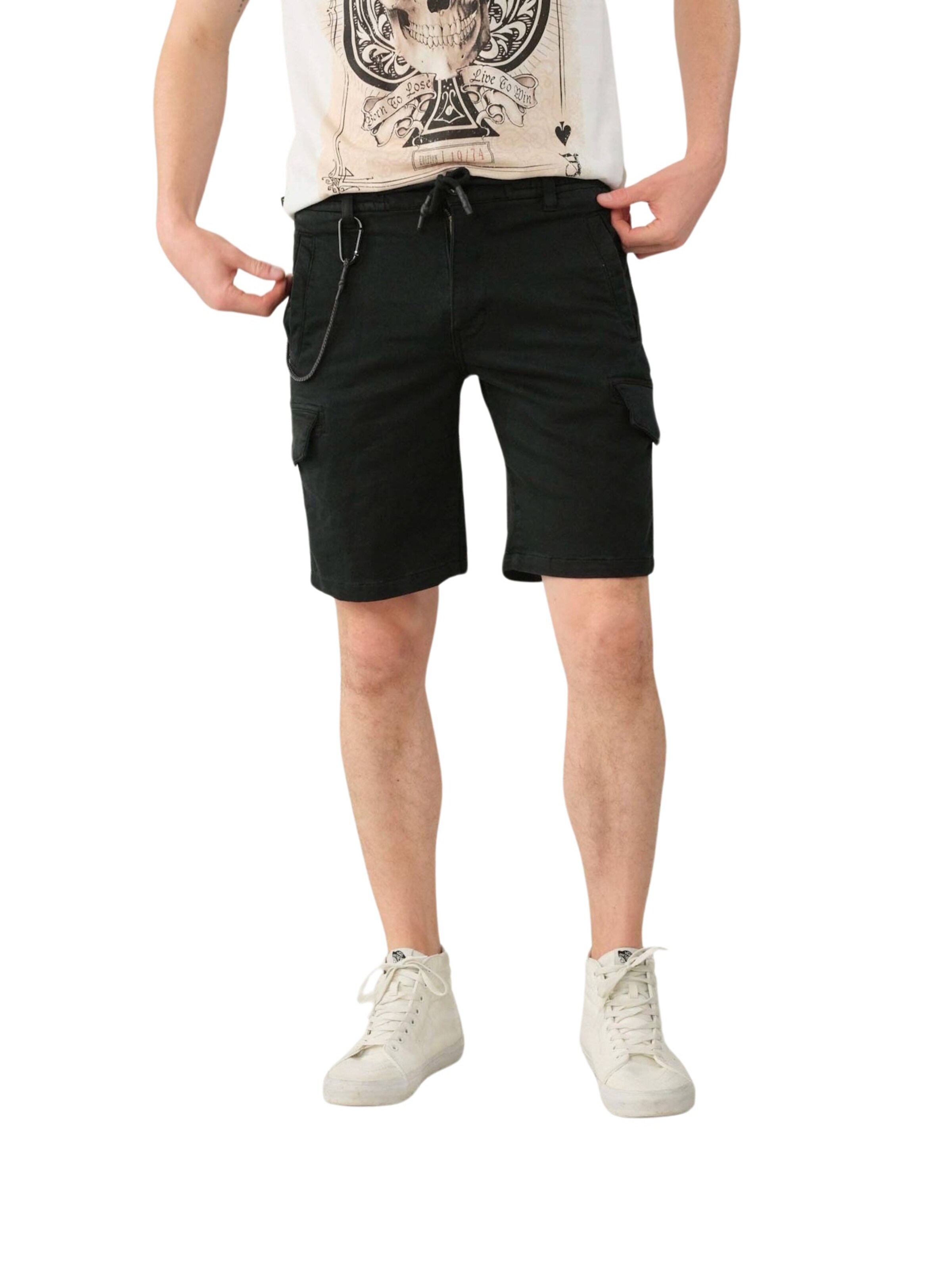 Deeluxe regular Cargobukser 'Cemi' i sort: forside