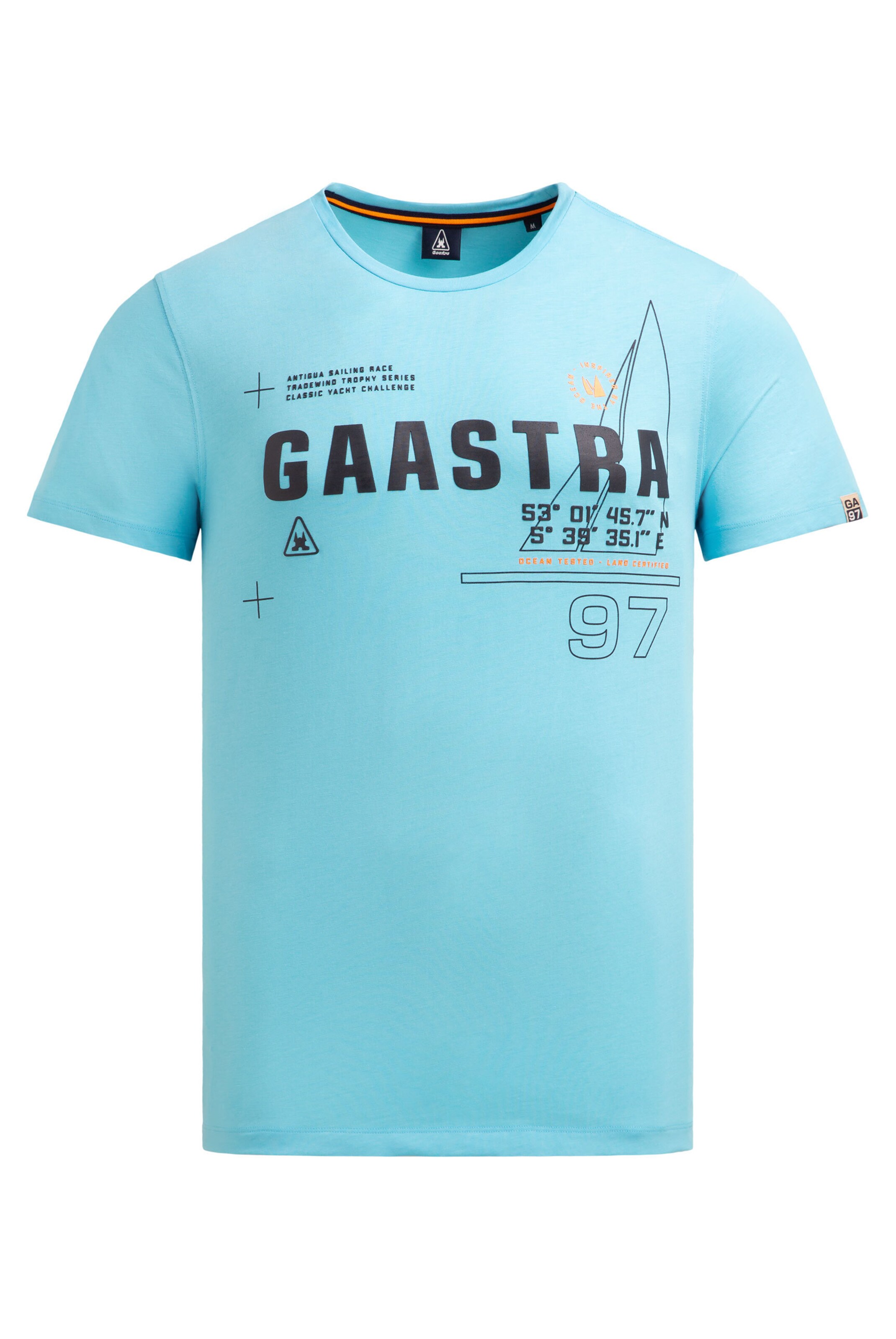 Gaastra T-Shirt Rundhals mit Rubber Logo Artwork in Blau: Vorderseite